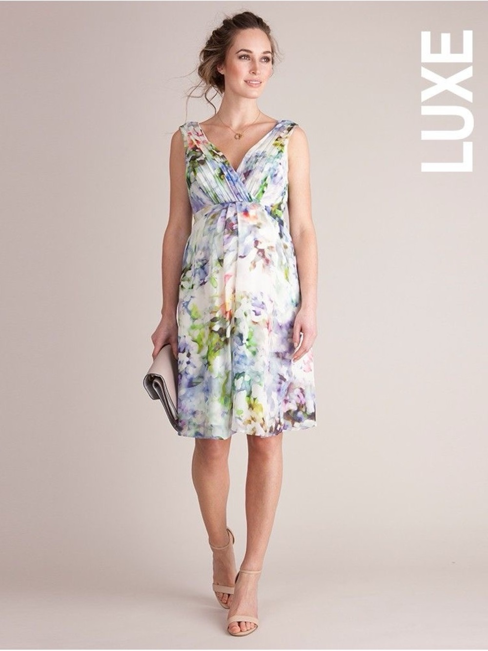 Luxe by Seraphine Silk Floral Maternity postpartum cocktail wedding guest dress